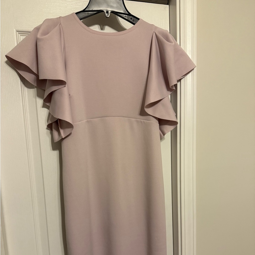 ASOS Soft Pink Ruffle Sleeve Midi Dress